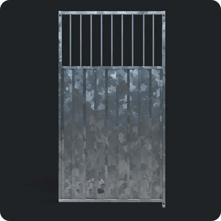 Dog Run Panel 1.2 x 1.84m - 3/4 Solid - 5cm Gap - Heavy-Duty Galvanised