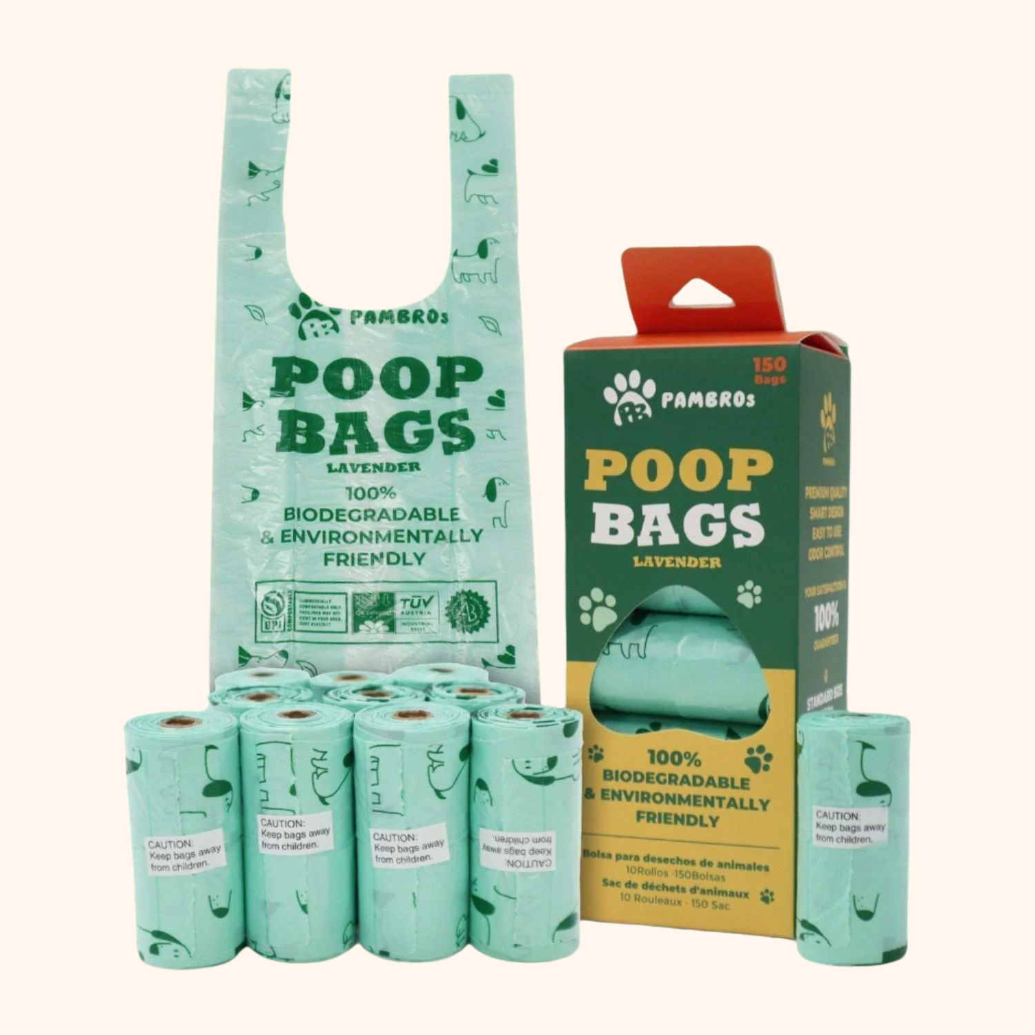 Scented Dog Poop Bags - Biodegradable Lavender Scent  – Leak-Proof & Eco-Friendly (150 Bags)