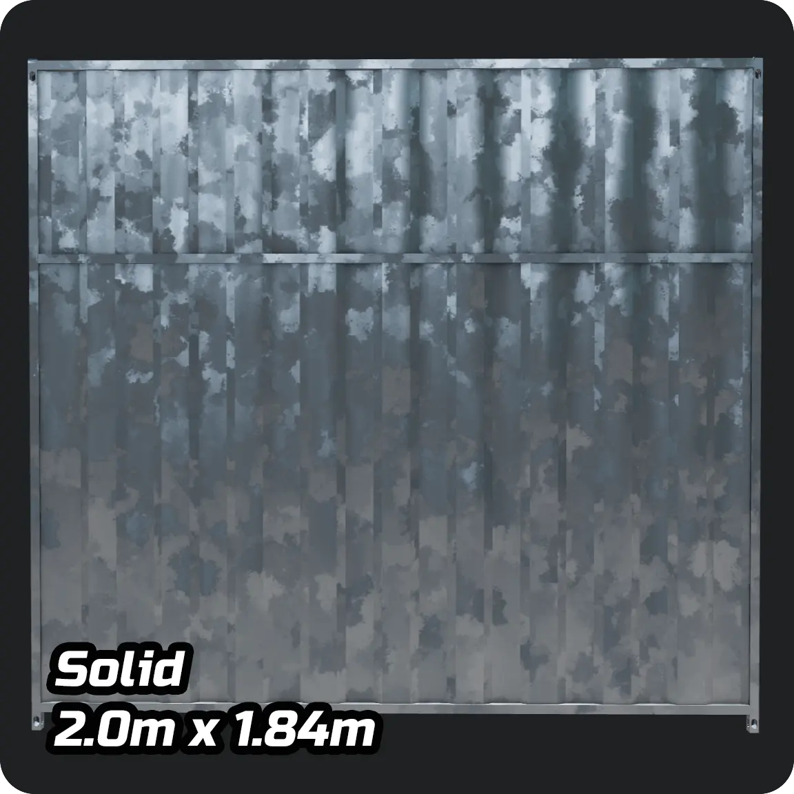2m x 1.84m Full Solid Galvanised Dog Run Panel Doghealth