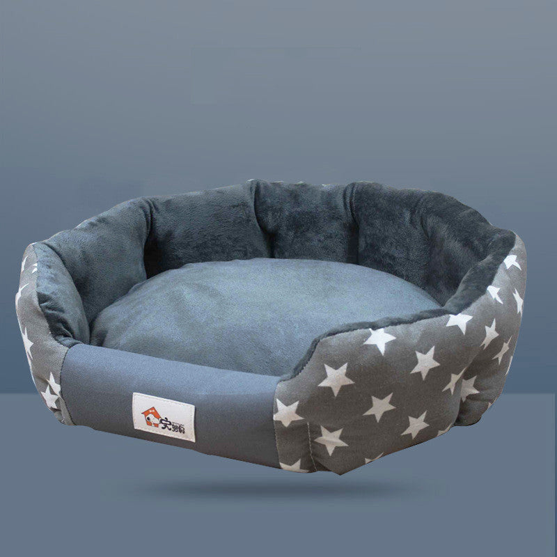 Round Nest Pattern Washable Star Dog Bed
