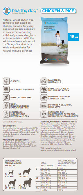 Dog Food - Healthy Dog Food Cold Pressed Chicken and Rice - 15kg