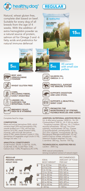 Dog Food - Healthy Dog Food Cold Pressed Regular Beef - 15kg