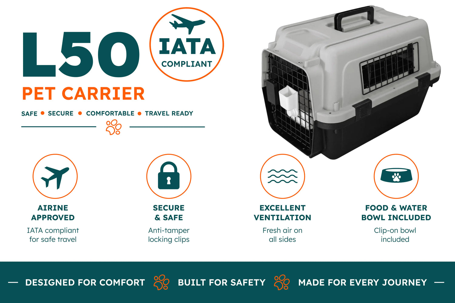 Airline Approved Pet Carrier L50 Dog/Pet Carrier - IATA Compliant
