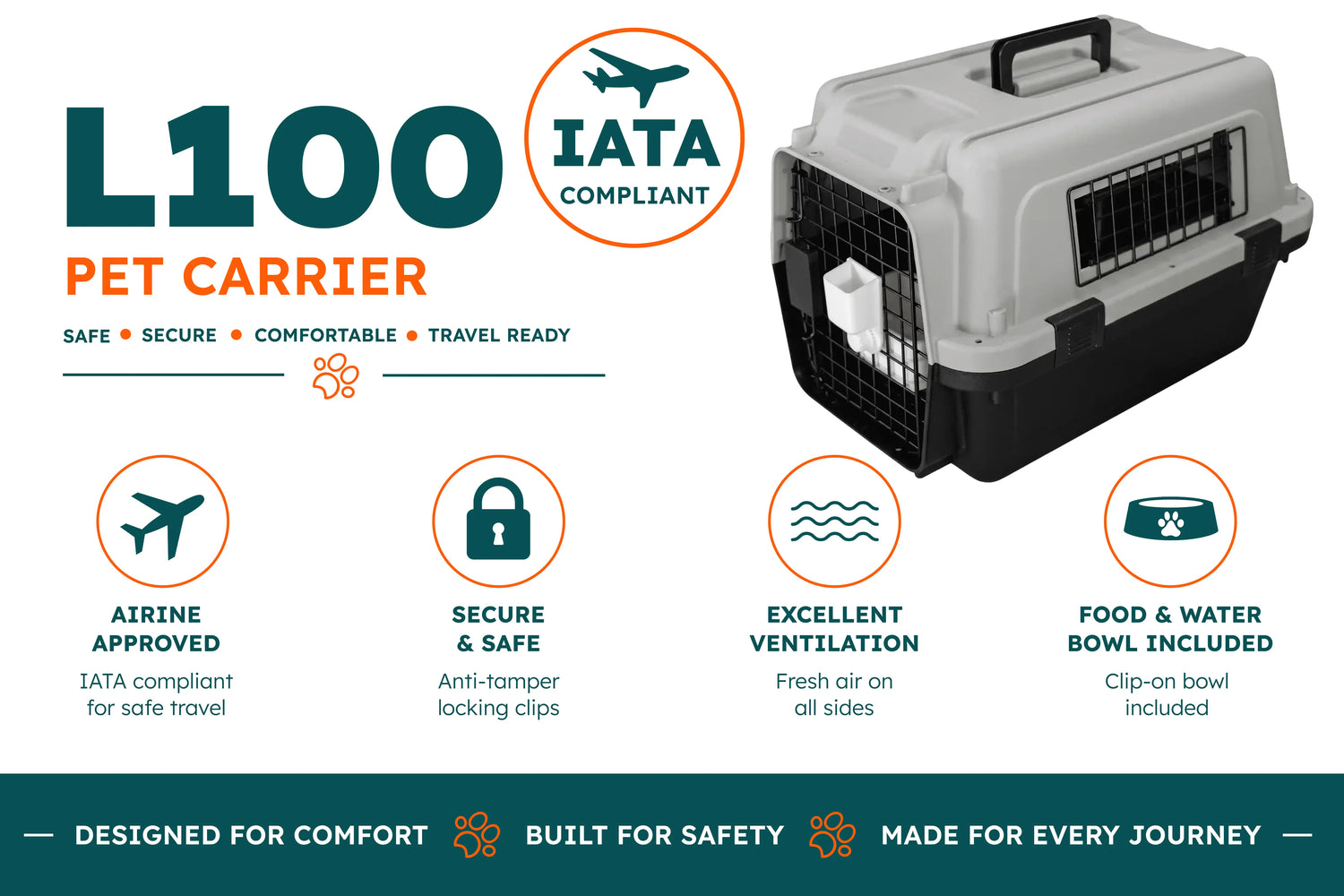 Airline Approved Pet Carrier L100 Dog/Pet Carrier - IATA Compliant