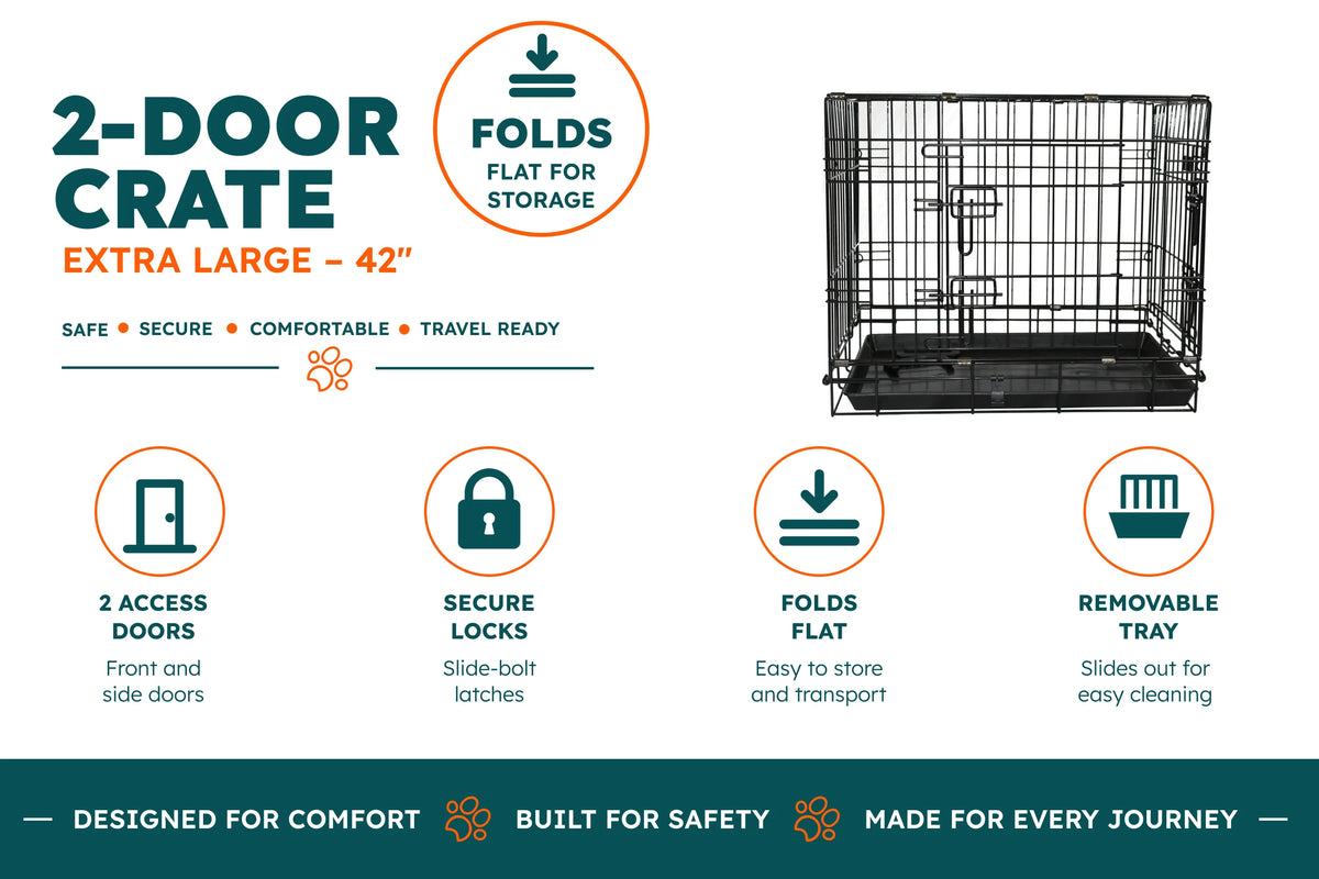 Dog Crate 2-Door Crate - 42"