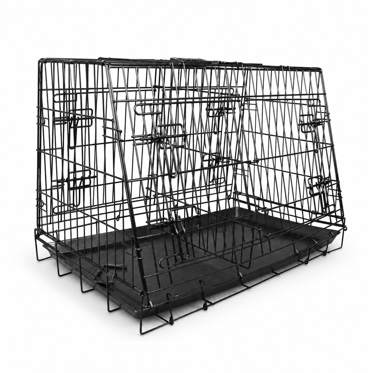 Dog Crate - 4-Door Car Crate with Escape Hatch - Double with Divider (Various Sizes)