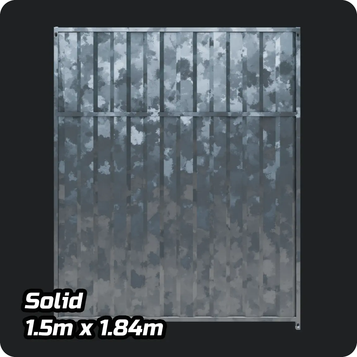 1.5m x 1.84m Full Solid Galvanised Dog Run Panel Doghealth