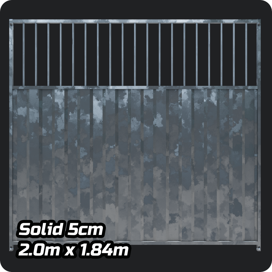 2m x 1.84m 5cm Gap 3/4 Solid Galvanised Dog Run Panel