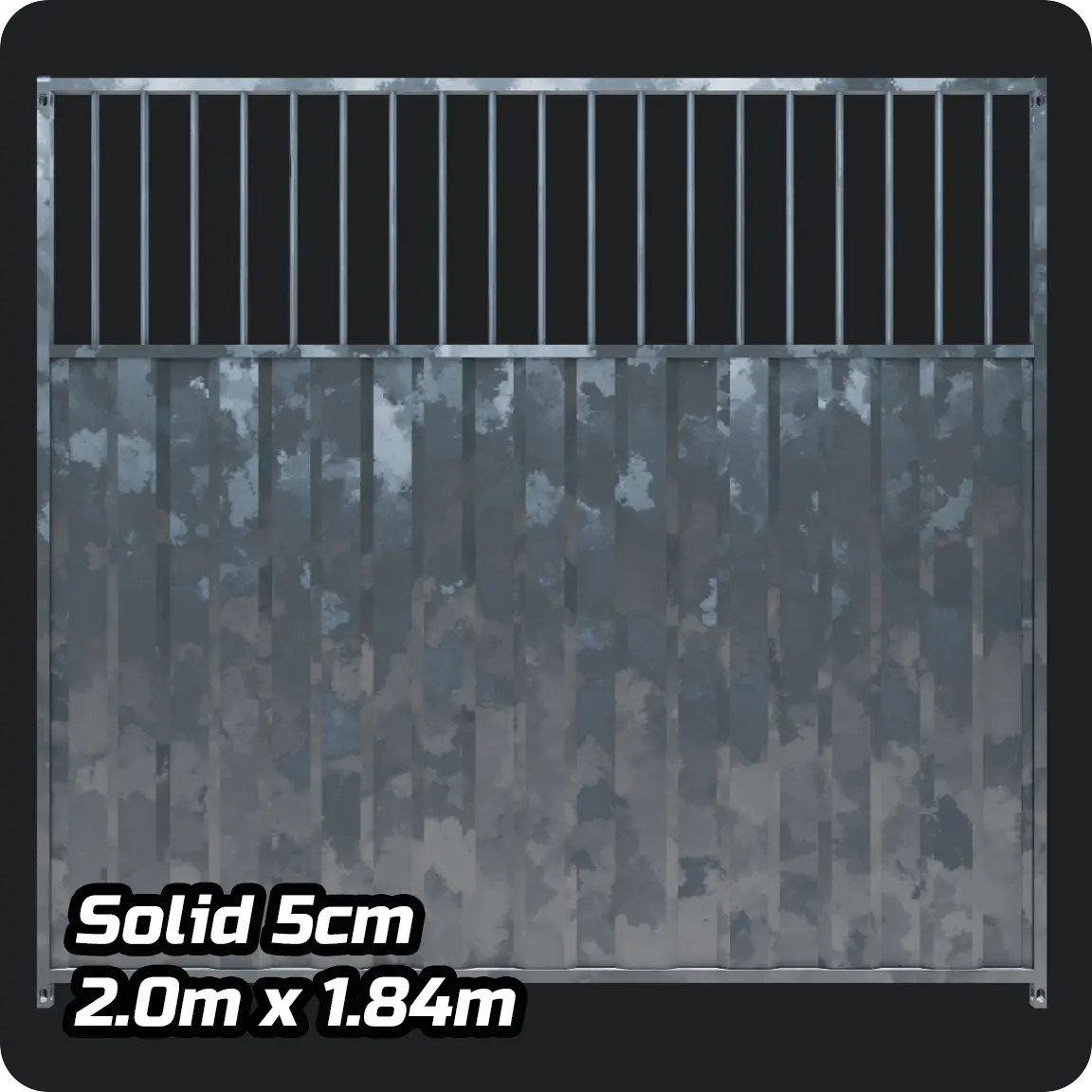 2m x 1.84m 5cm Gap 3/4 Solid Galvanised Dog Run Panel Doghealth