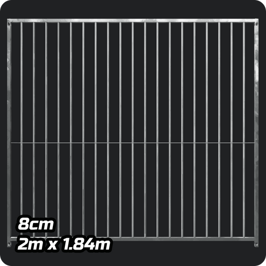 2.0m x 1.84m - Heavy duty Premium Galvanized - 8cm Gap Panels