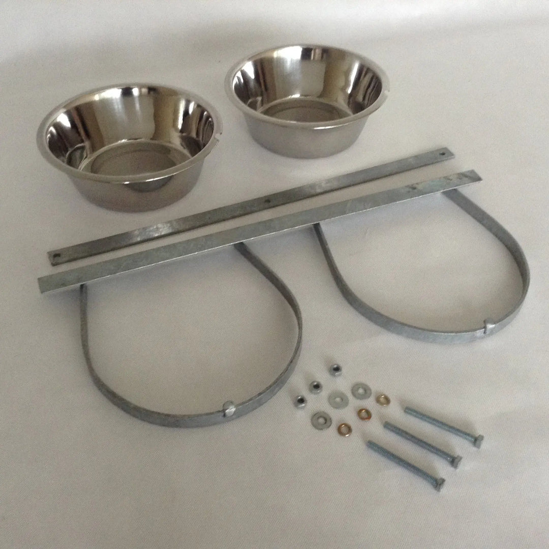 Galvanised bowl holders Inc Bowls Doghealth